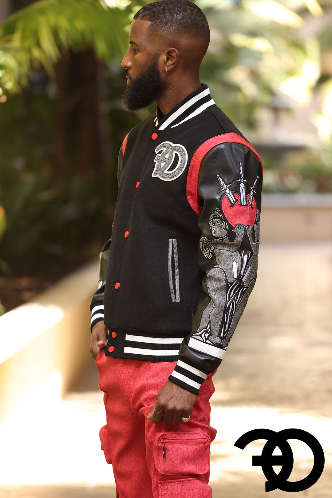 F1071 CASA De Wool Varsity Jacket - Black