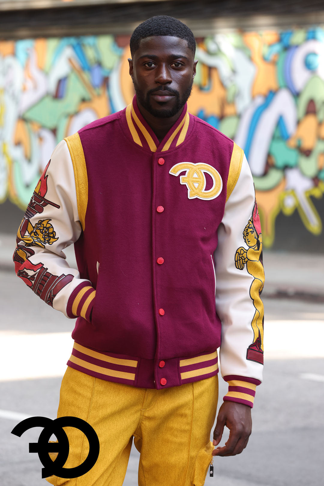 F1071 CASA De Wool Varsity Jacket - Burgundy