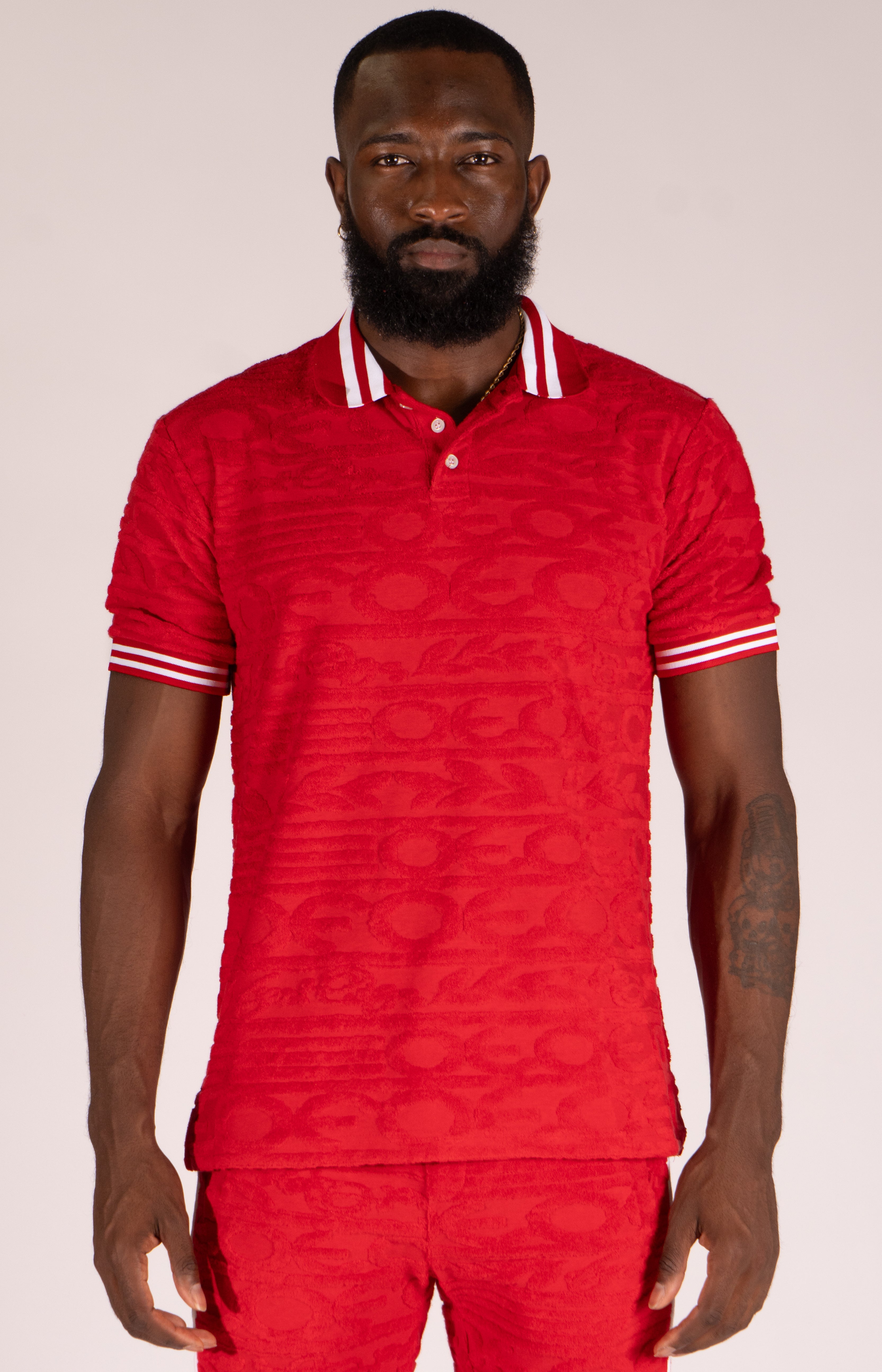 F178 Baroque Terry Polo - Red