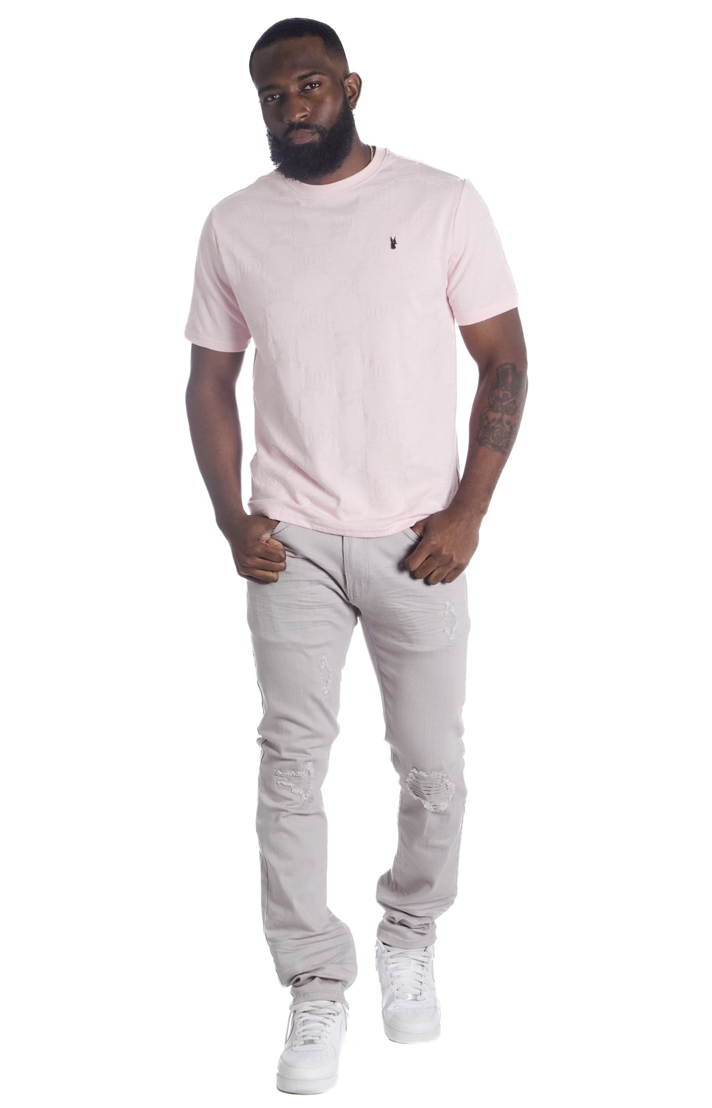 M335 Caspar Embossed Tee - Pink