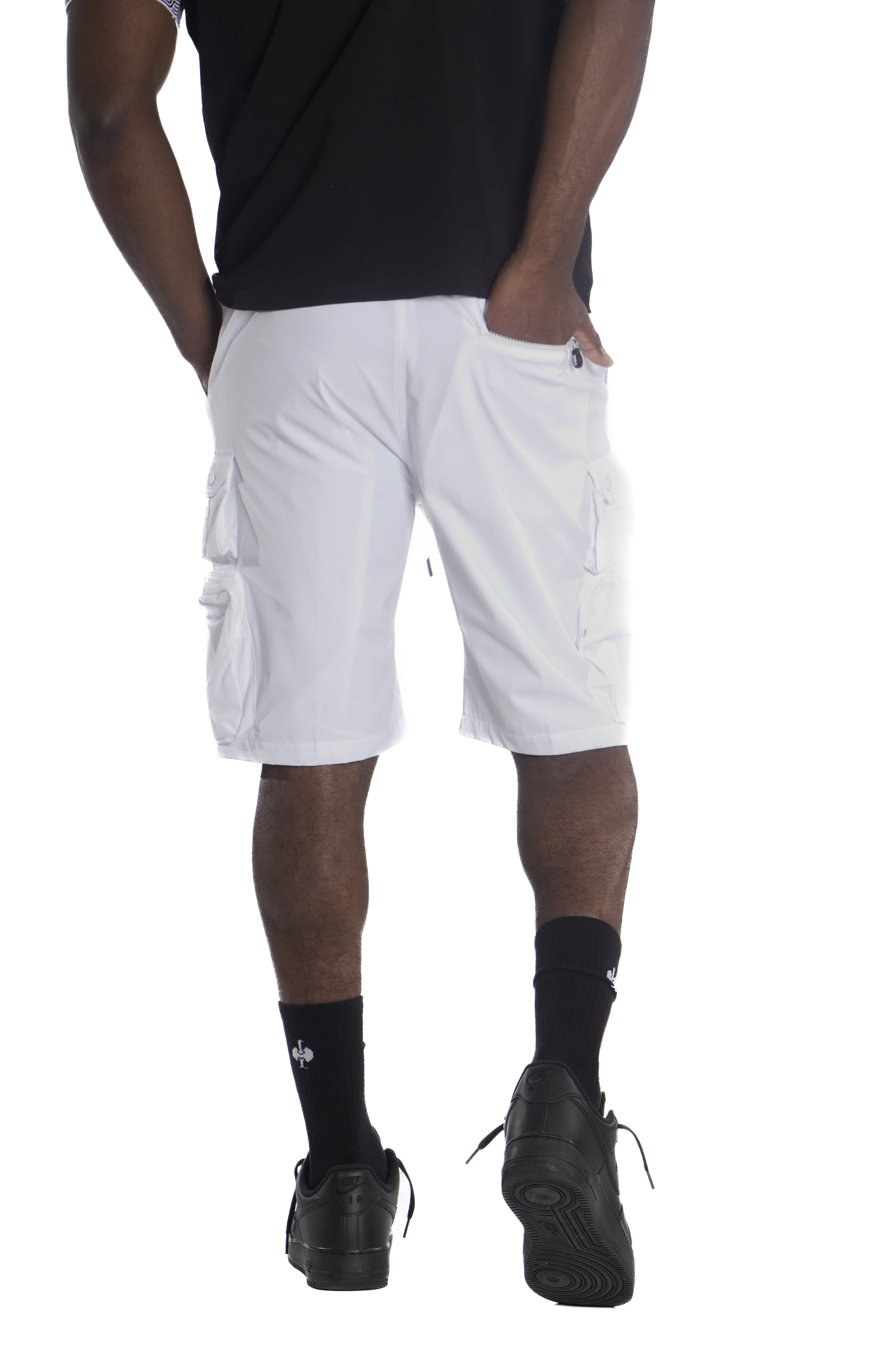 M633 Colton Nylon Spandex Cargo Shorts - White