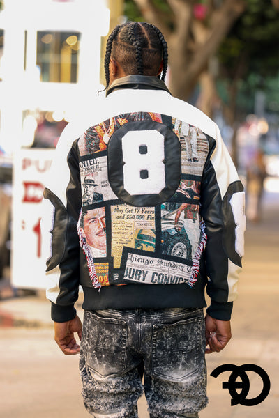 F1028 Narco 8 Ball Varsity Jacket - Black