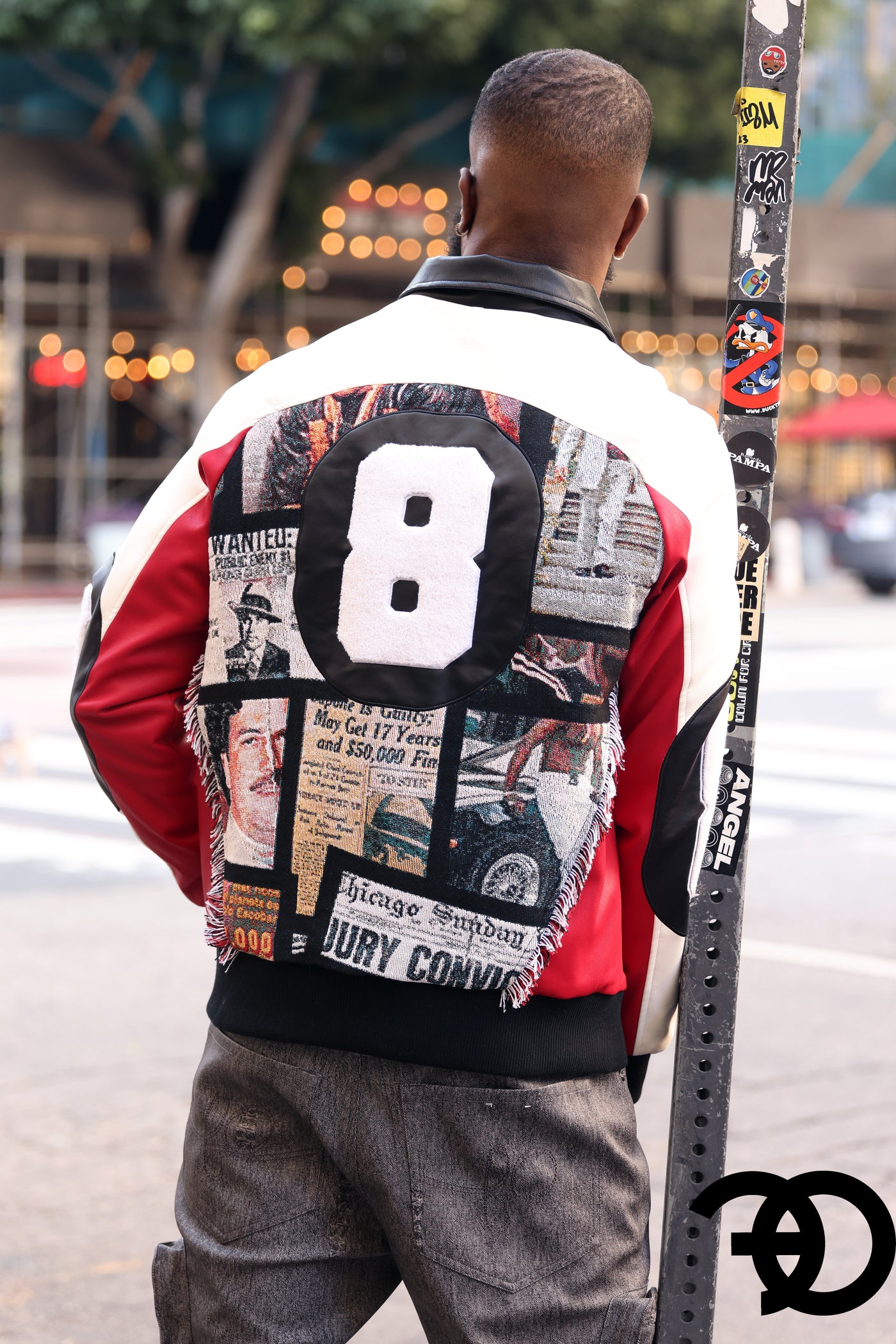 F1028 Narco 8 Ball Varsity Jacket - Red