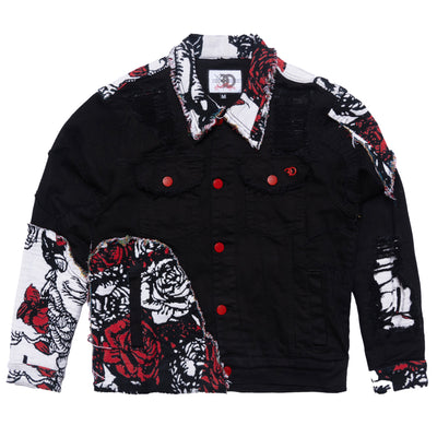 F1044 Cashay Tapestry Denim Jacket - Black