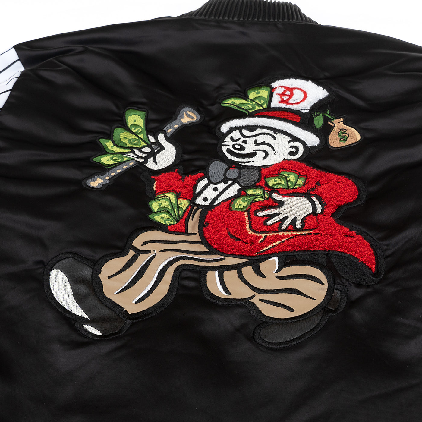 F1047 Earners League Satin Varsity Jacket - Black