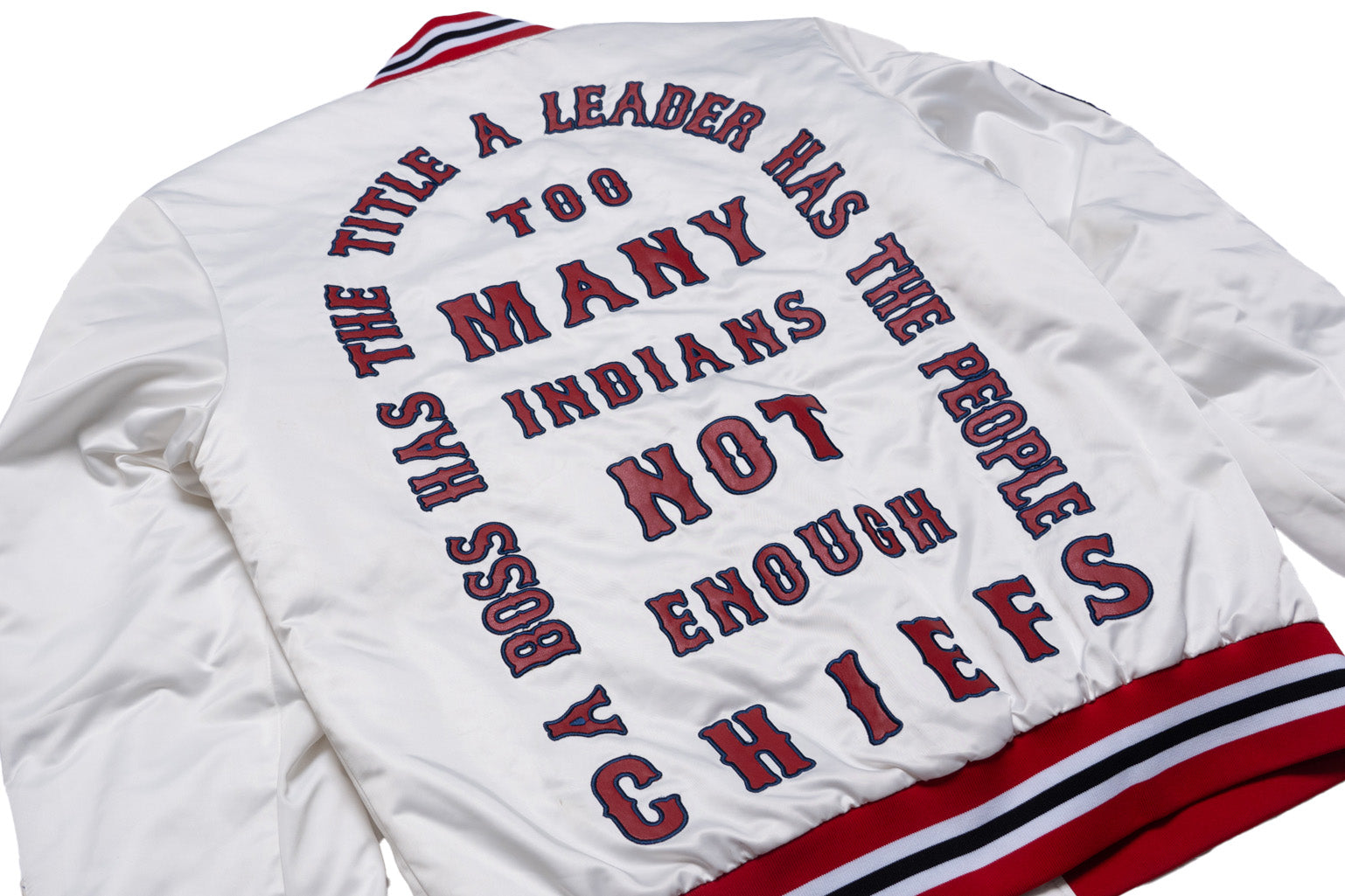 F1057 Chiefs Satin Varsity Jacket - White