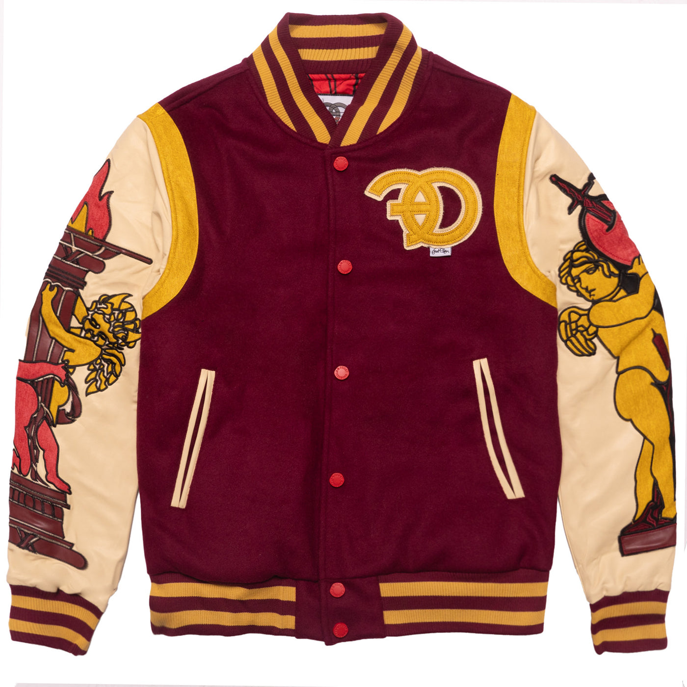 F1071 CASA De Wool Varsity Jacket - Burgundy