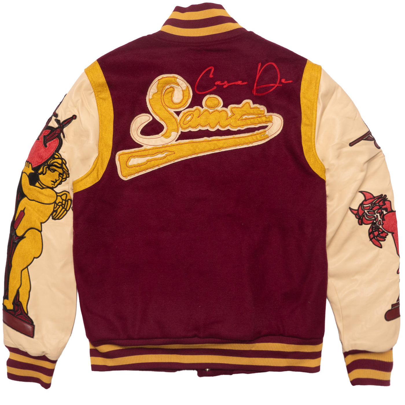 F1071 CASA De Wool Varsity Jacket - Burgundy