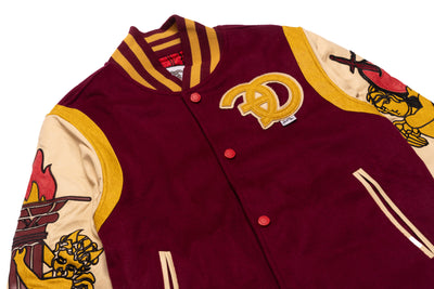 F1071 CASA De Wool Varsity Jacket - Burgundy