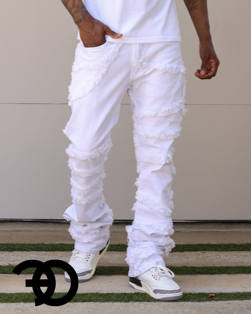 F1705 Leon 36" Stack Jeans - White