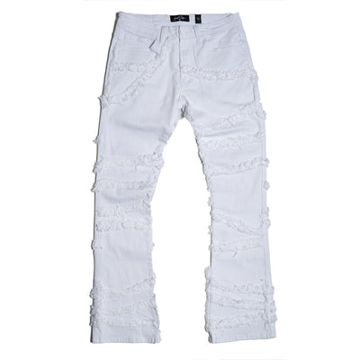 F1705 Leon 36" Stack Jeans - White