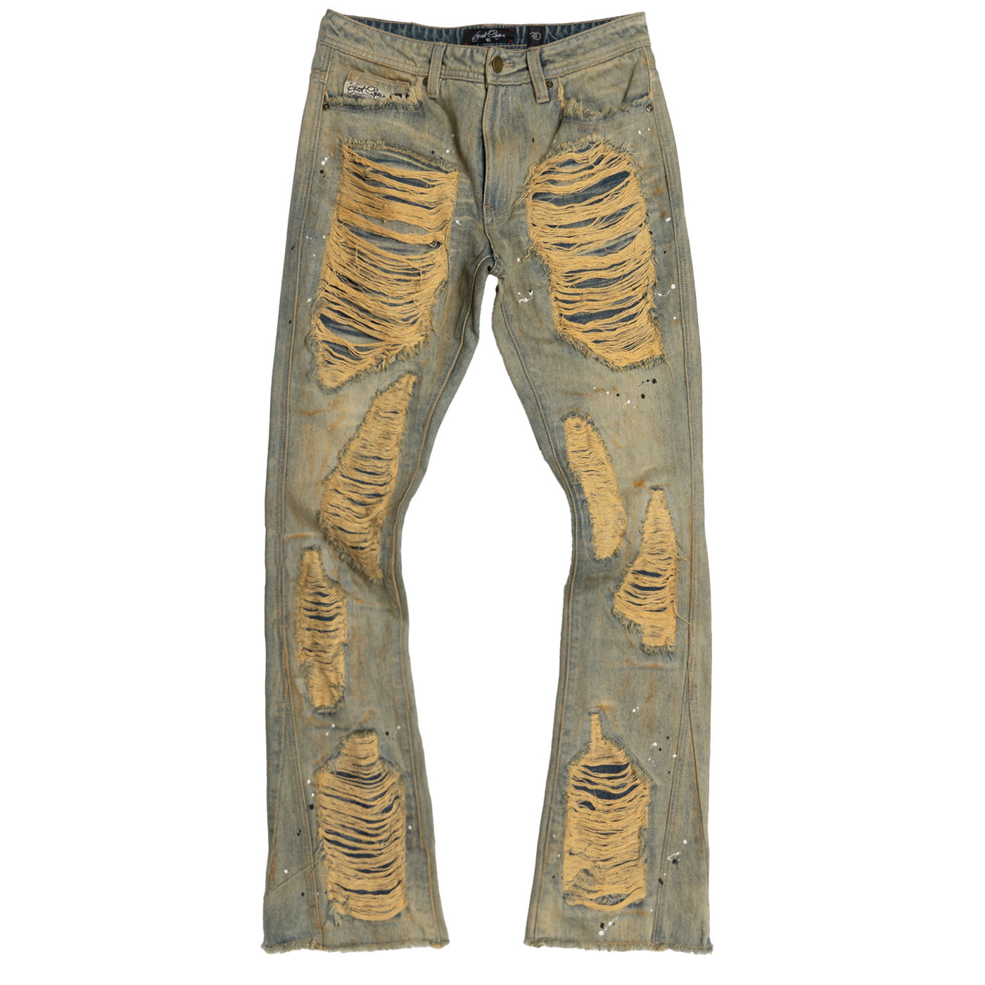 F1772 Basel Distressed Stacked Jeans - Antique Wash