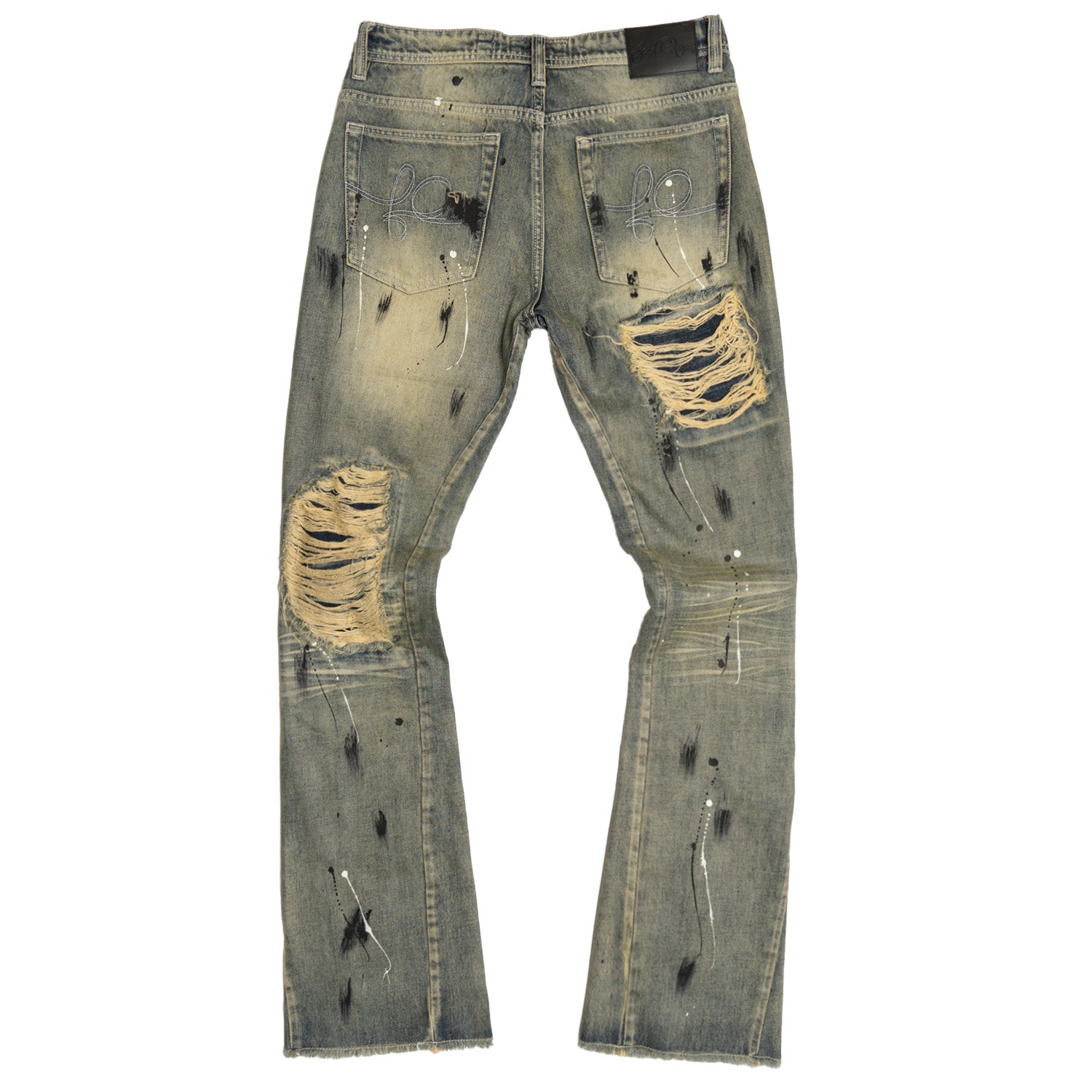 F1772 Basel Distressed Stacked Jeans - Dirt