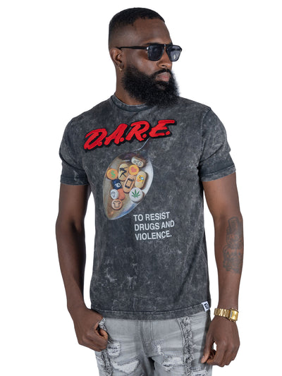 F184 DARE Acid Wash Tee - Black