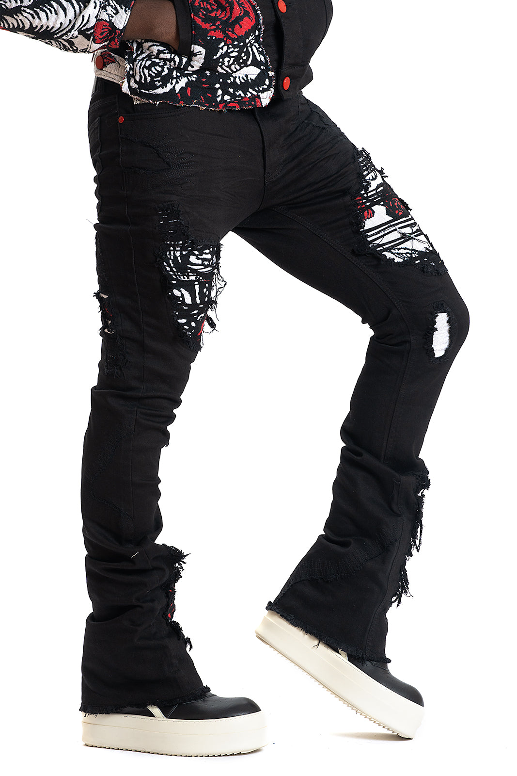 F1944 Cashay Tapestry Denim Jeans - Black