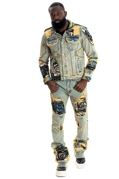 F1044 Cashay Tapestry Denim Jacket - Dirt