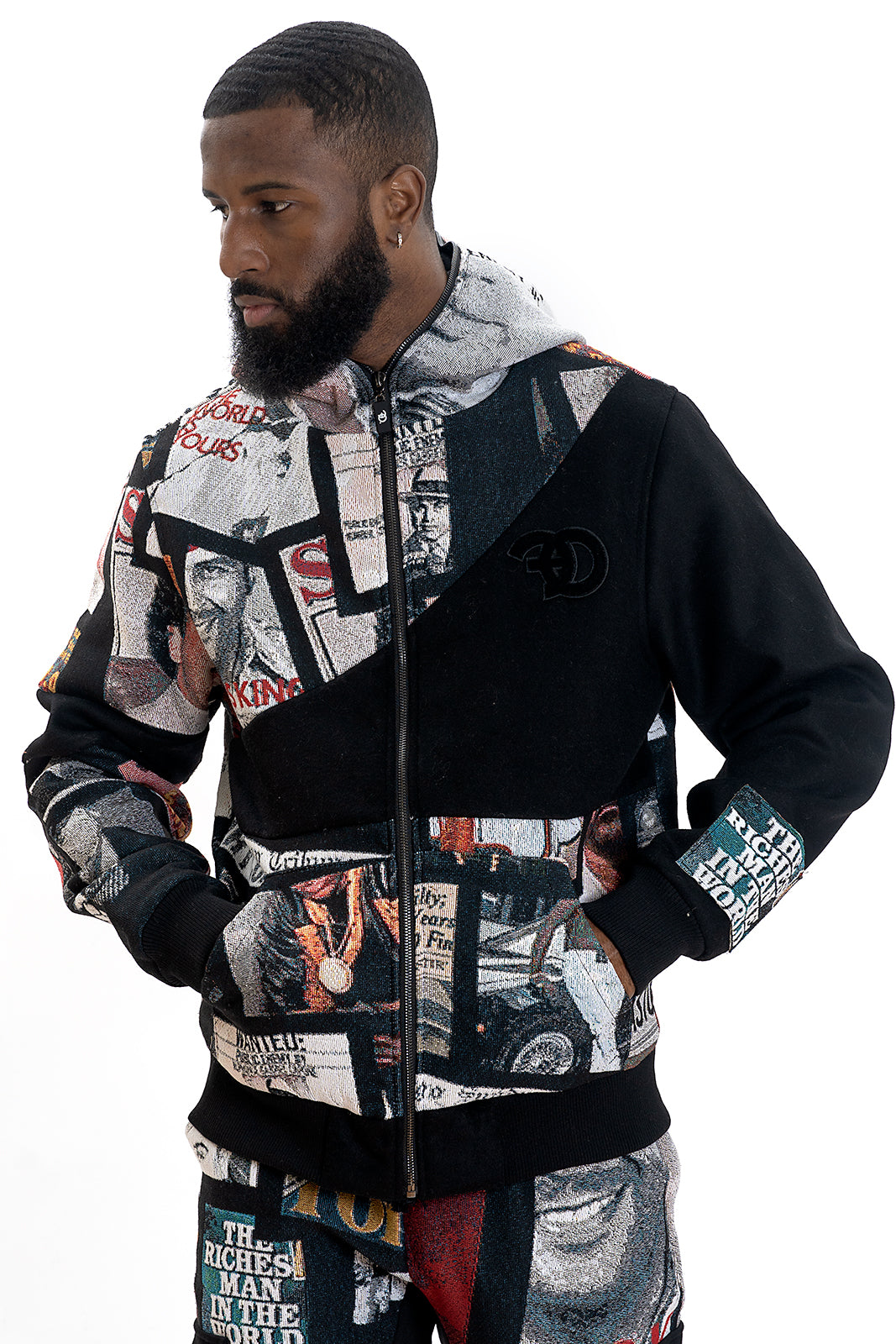 F5708 Narco Tapestry Hoodie - Black