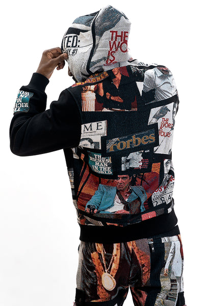 F5708 Narco Tapestry Hoodie - Black