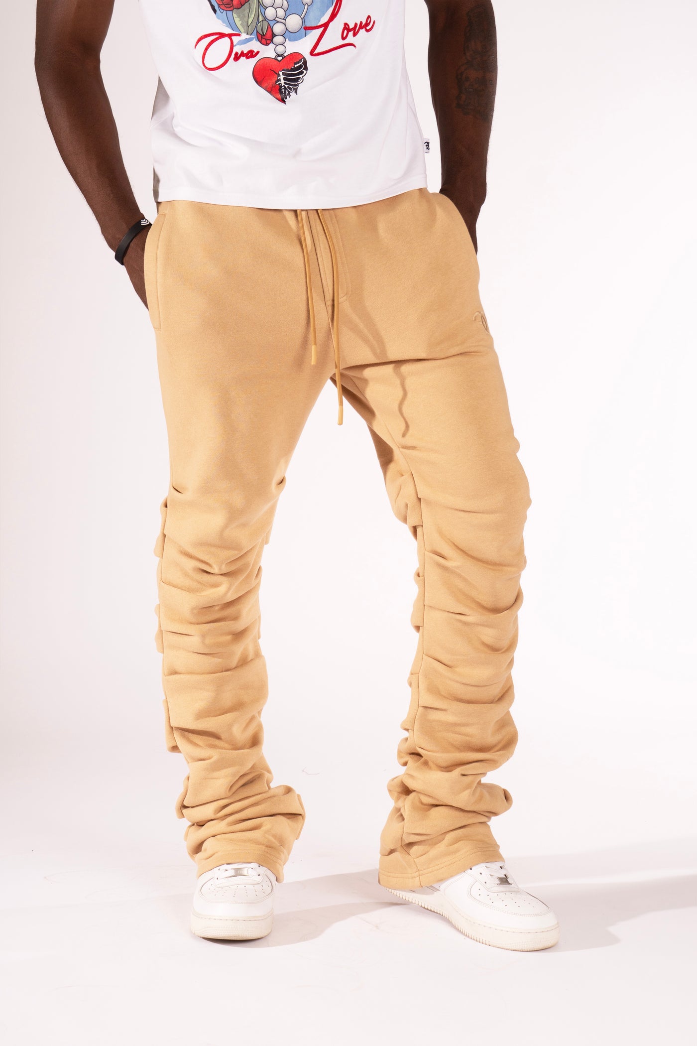 F6220 Malik Stacked Sweatpants - Khaki