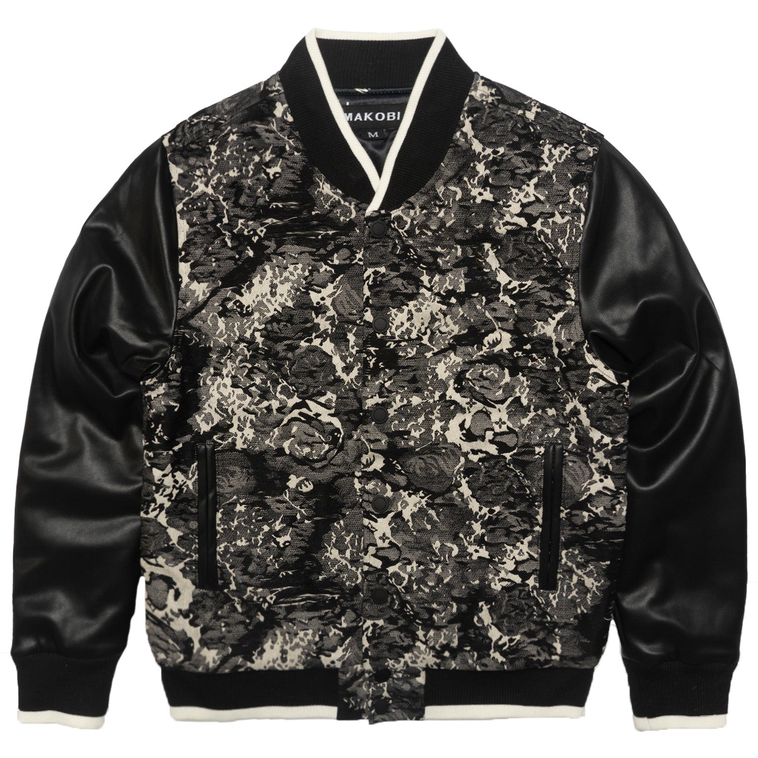 M1096 Veroma Tapestry Varsity Jacket - Black