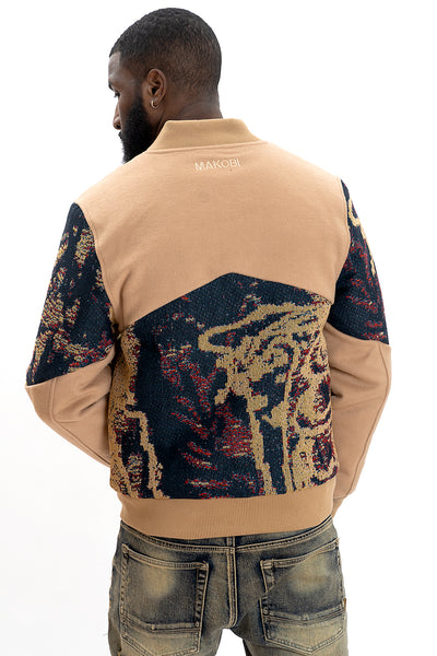 M1099 Bagnoli Tapestry Varsity Jacket - Khaki