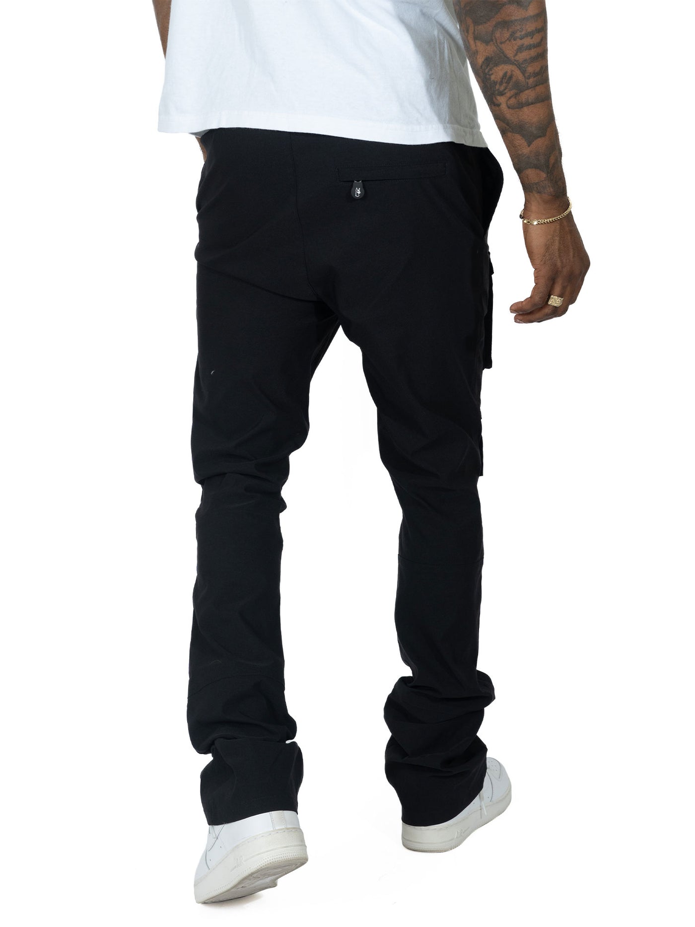 M1633 Colton 34” Stack Nylon/Spandex  Sweat Pants - Black