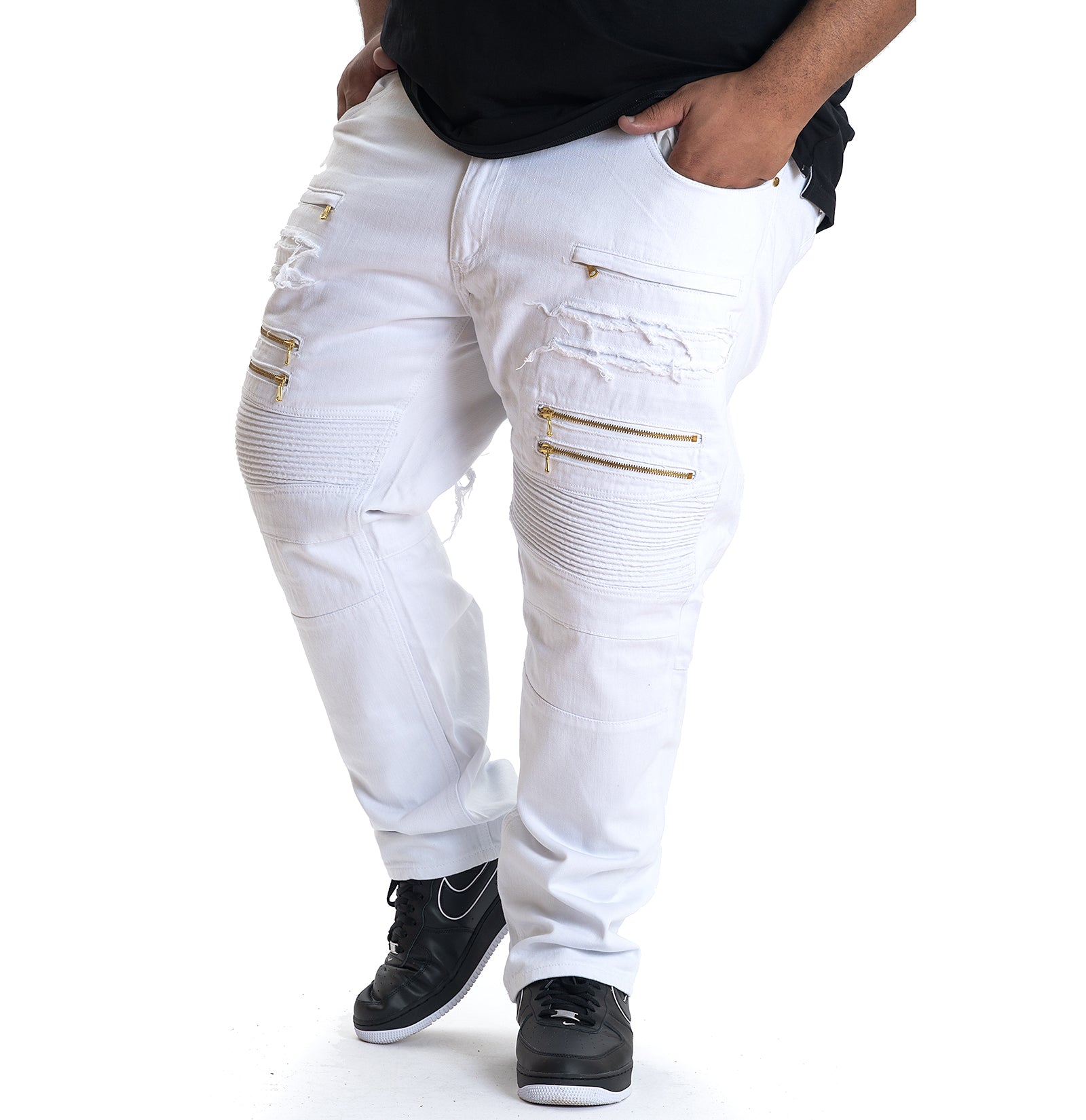 M1740 Ripped & Repair Retro Jeans - White