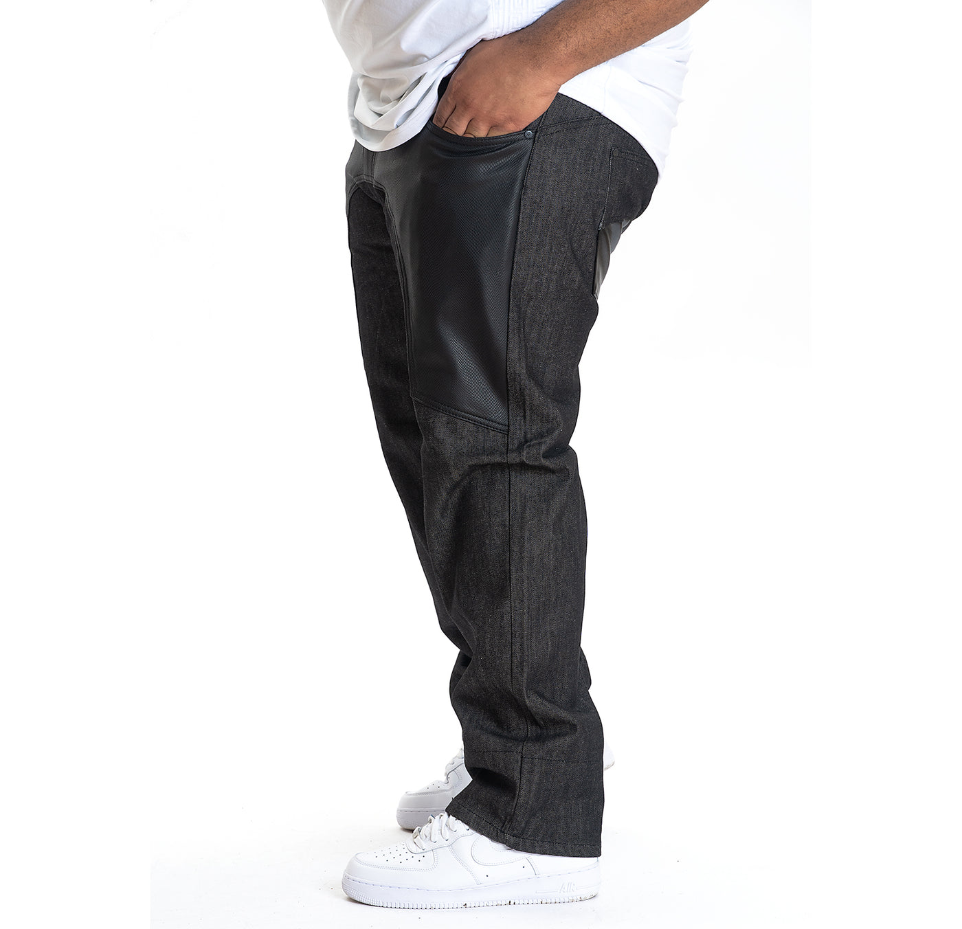 M1746 Cringe Retro Pants with PU Pockets - Black