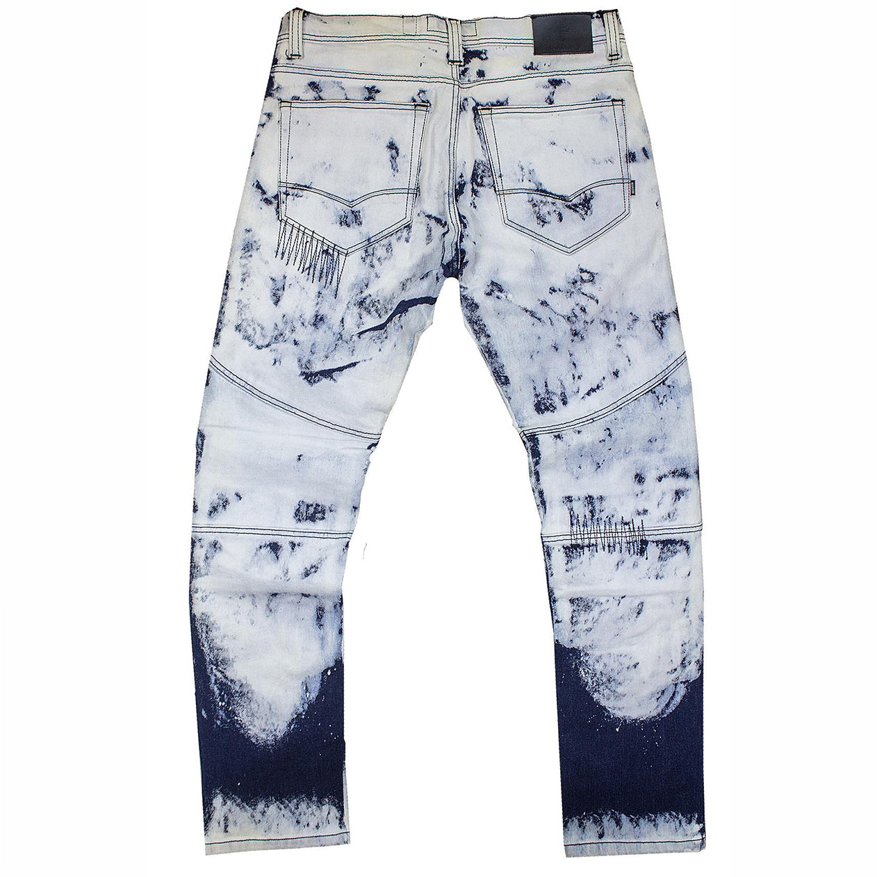 M1764 Makobi Shredded Biker Tie Dye Jeans - Ice Wash