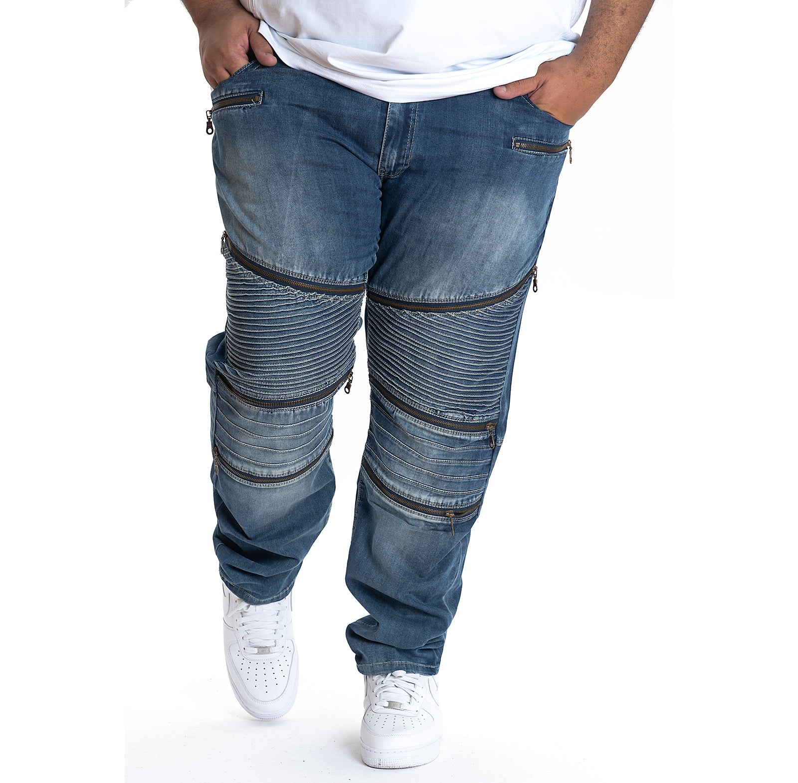 M1772 Realm Biker Jeans - Dark Wash – Makobi Jeans USA