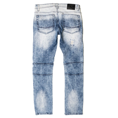 M1786 Makobi Prado Biker Jeans with Rip &amp; Repair - Dark Wash