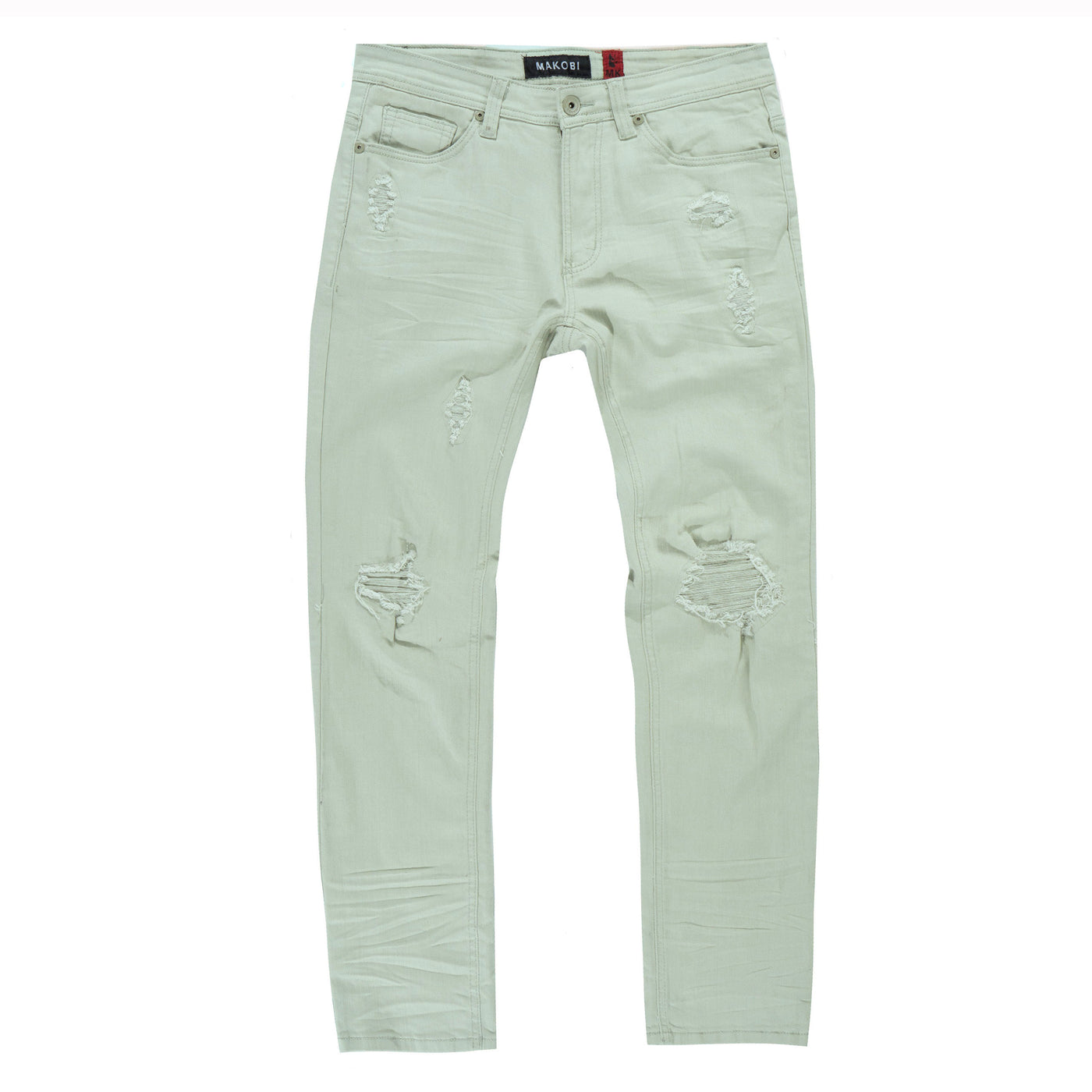 M1932 Makobi Brighton Shredded Twill Jeans - Olive Light