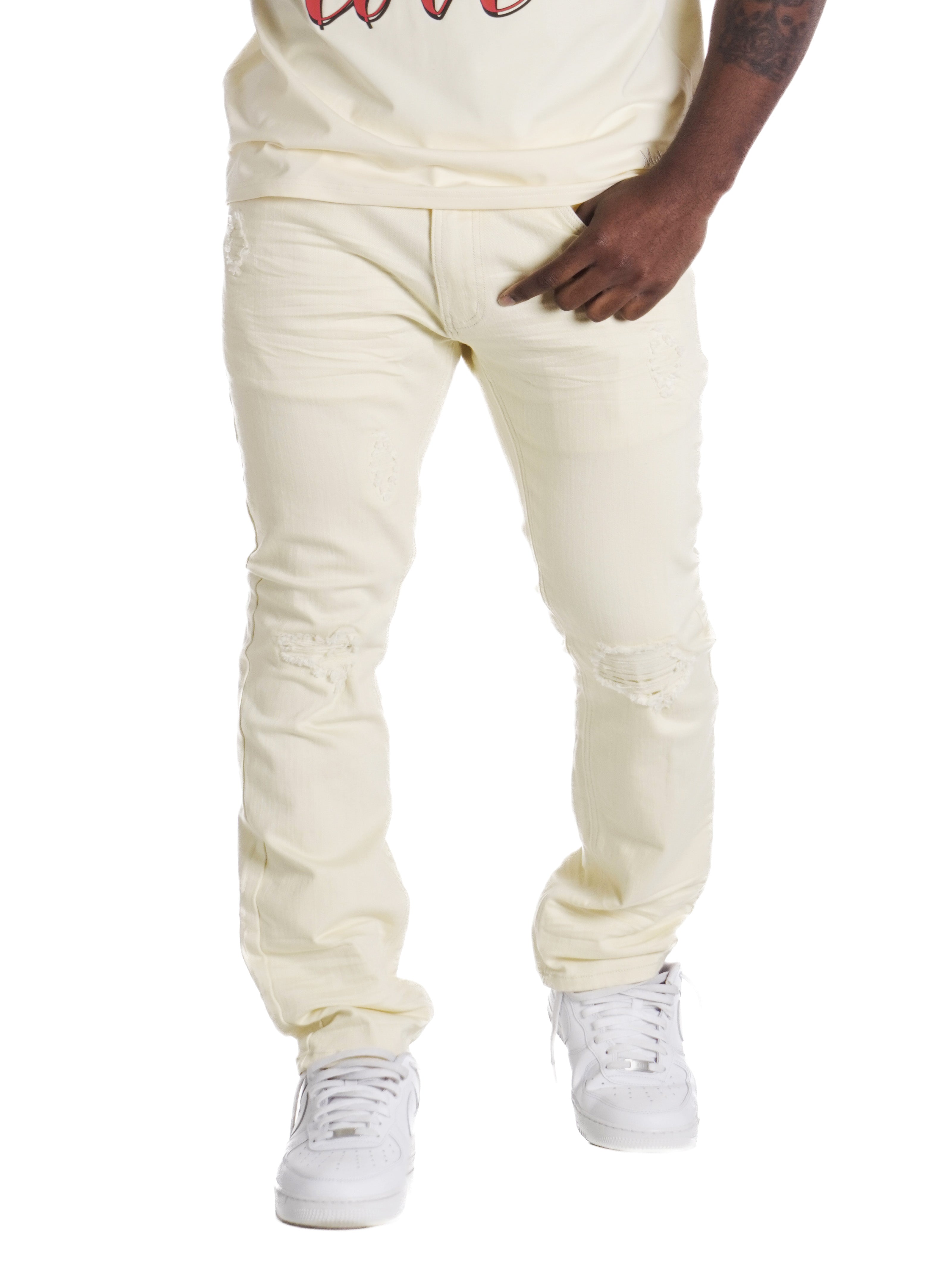 M1932 Makobi Brighton Shredded Twill Jeans - طبیعی