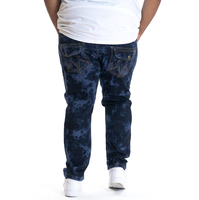 M2788 MAKOBI Tie Dye Denim Jeans - Navy