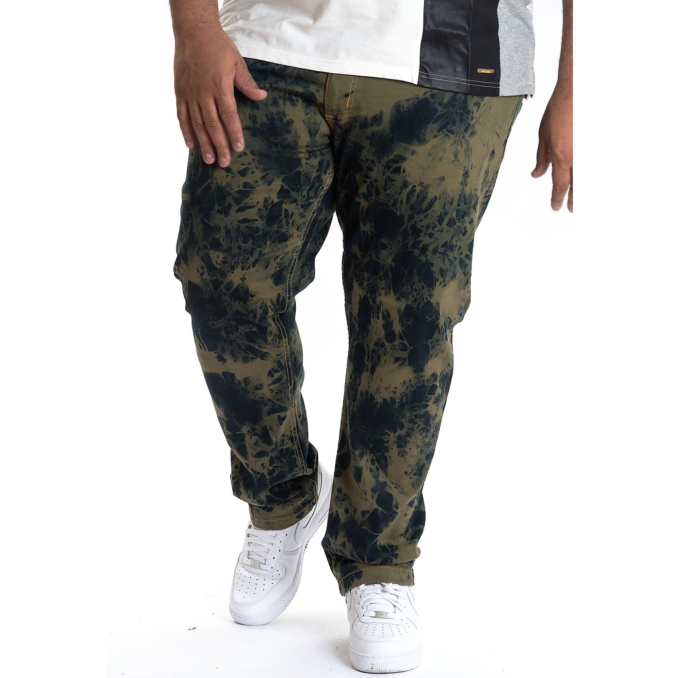 M2788 MAKOBI Tie Dye Denim Jeans - Olive