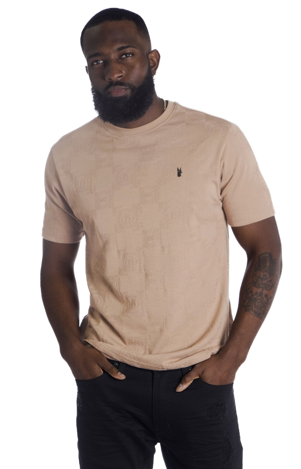 M335 Caspar Embossed Tee - Khaki