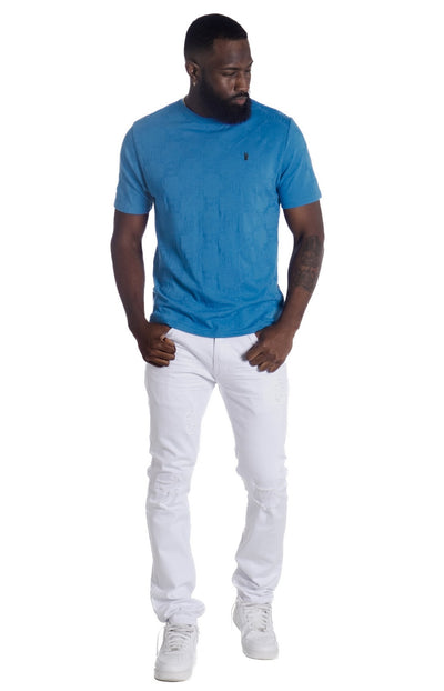 M335 Caspar Embossed Tee - Blue