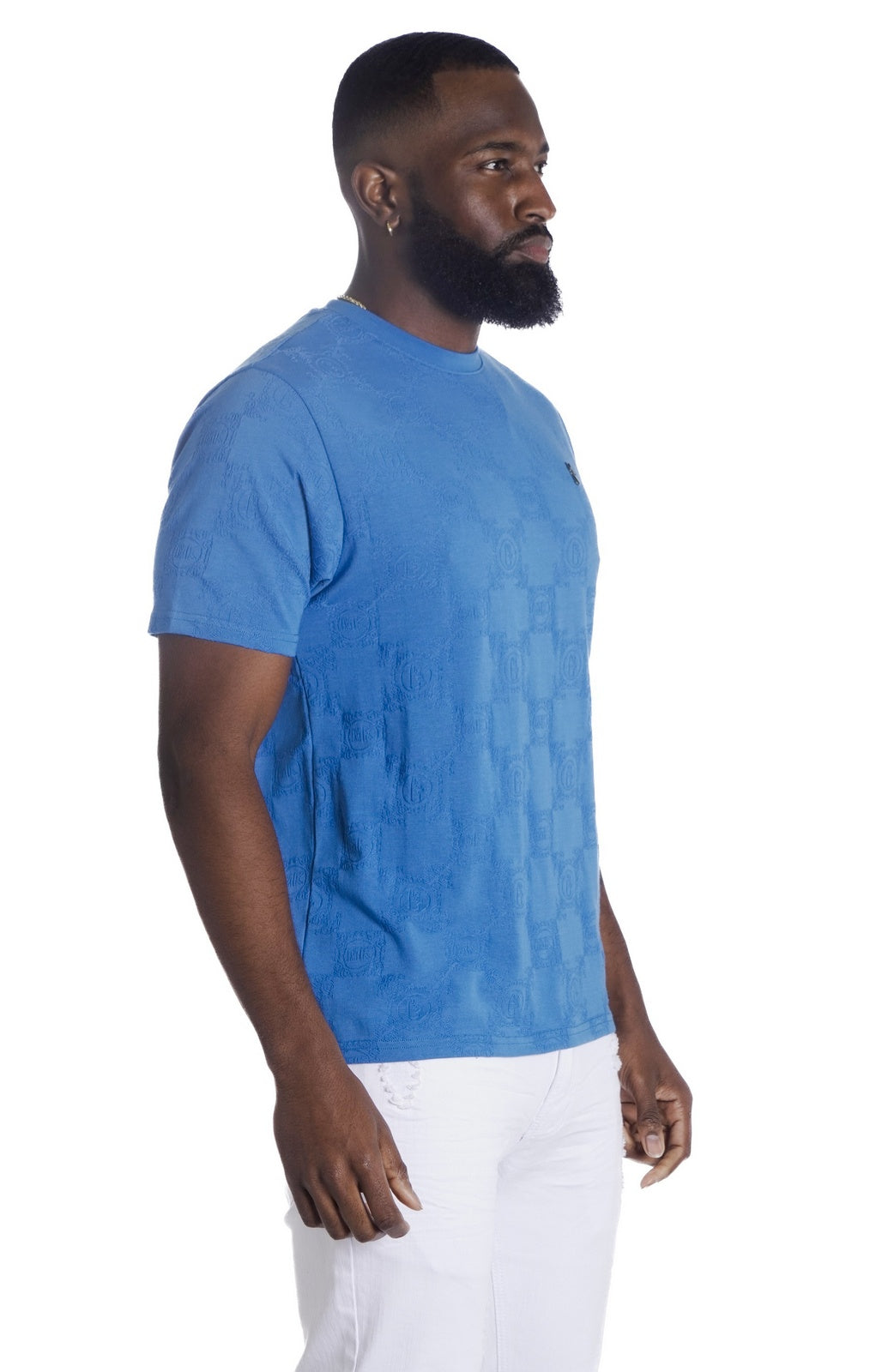 M335 Caspar Embossed Tee - Blue