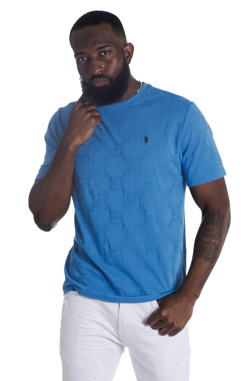 M335 Caspar Embossed Tee - Blue