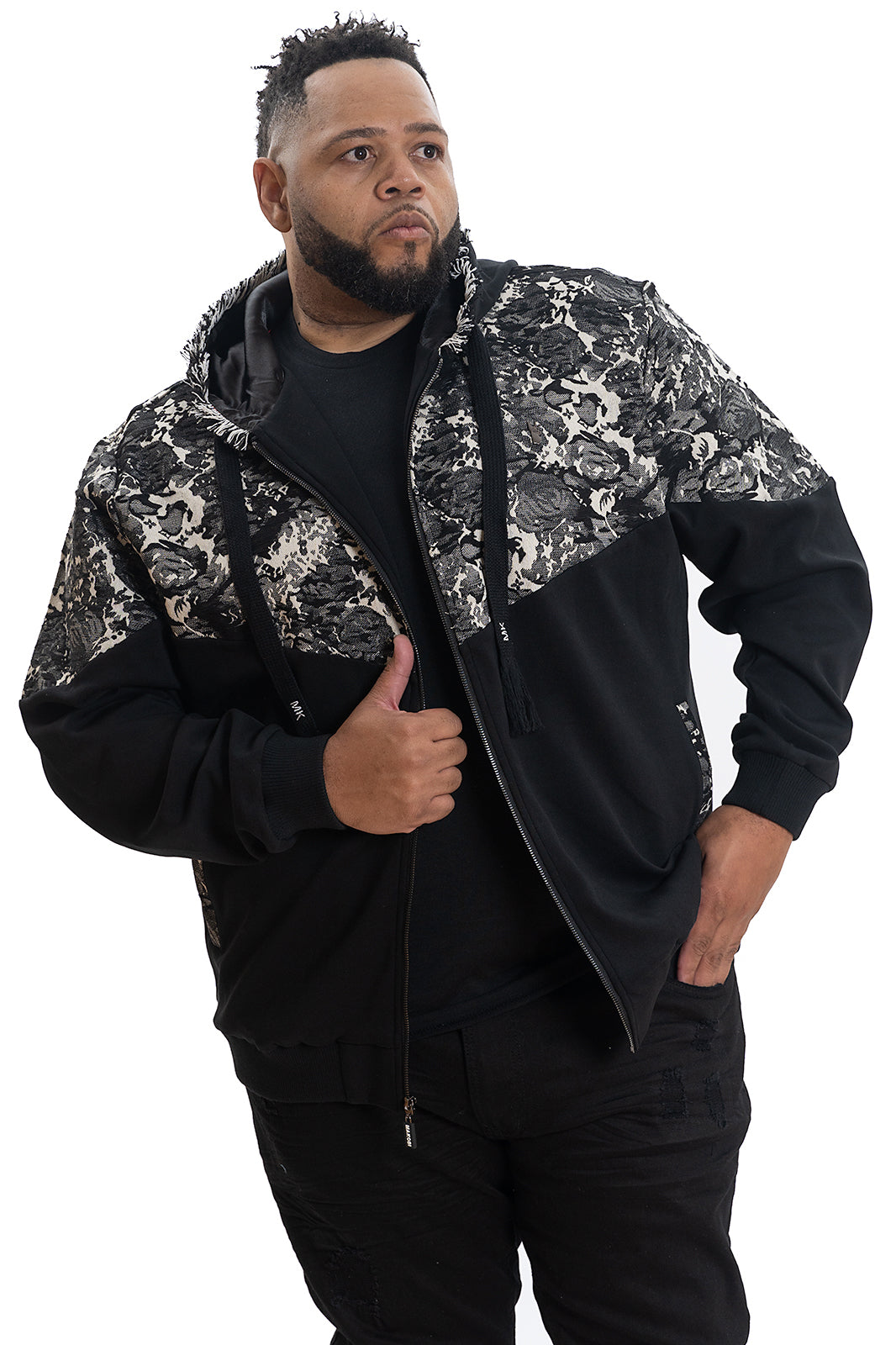 M4296 Veroma Tapestry Hoodie - Black