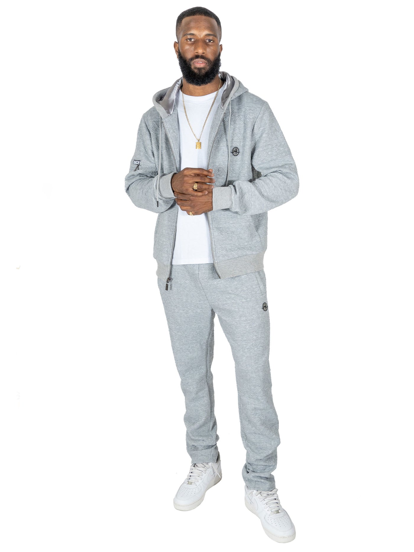 M4356 Berteli Jacquard Hoodie Set - Gray