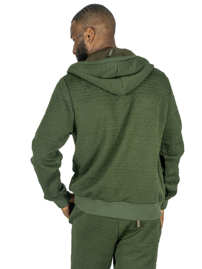 M4356 Berteli Jacquard Hoodie Set -  Olive