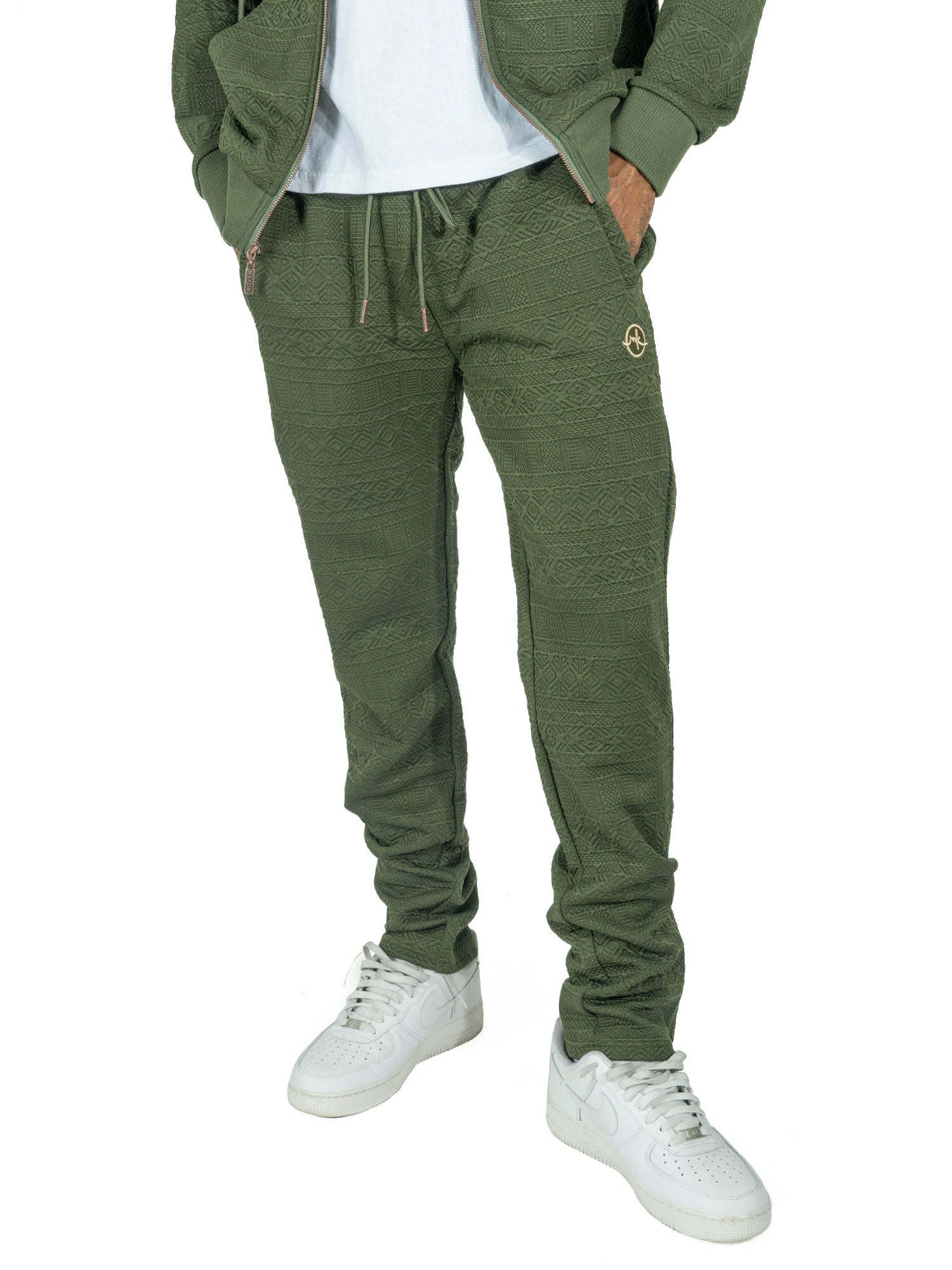 M4356 Berteli Jacquard Hoodie Set -  Olive