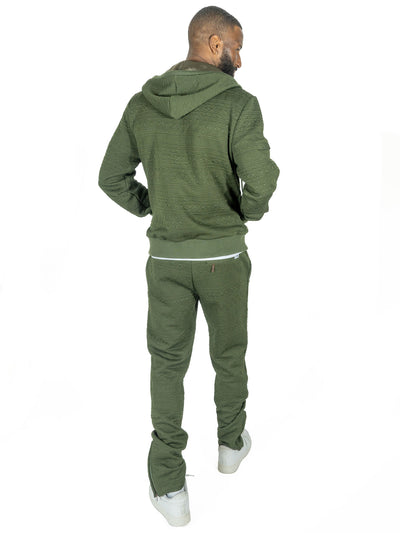 M4356 Berteli Jacquard Hoodie Set -  Olive