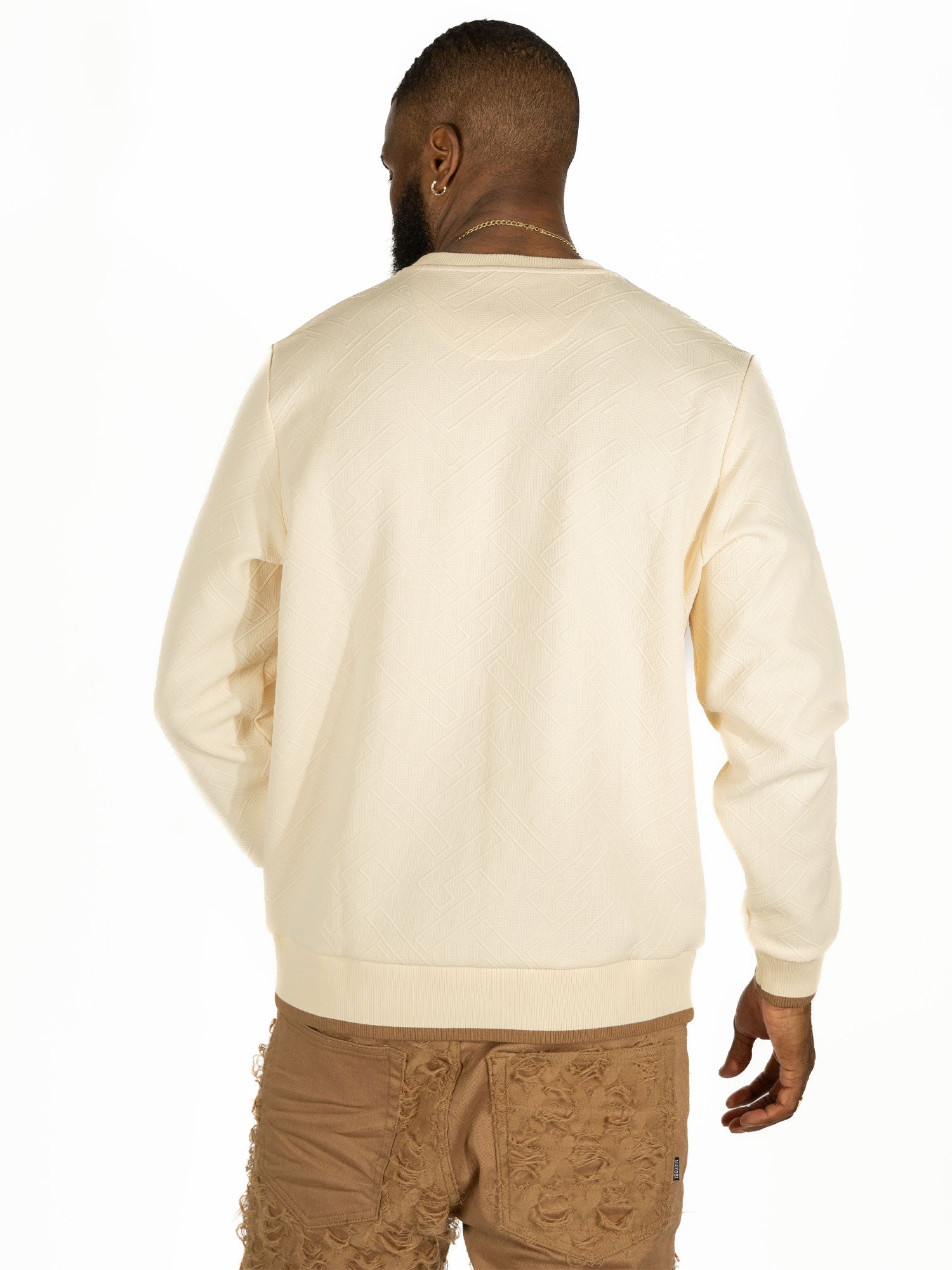 M4390 Beanchi Jacquard Crewneck - Natural