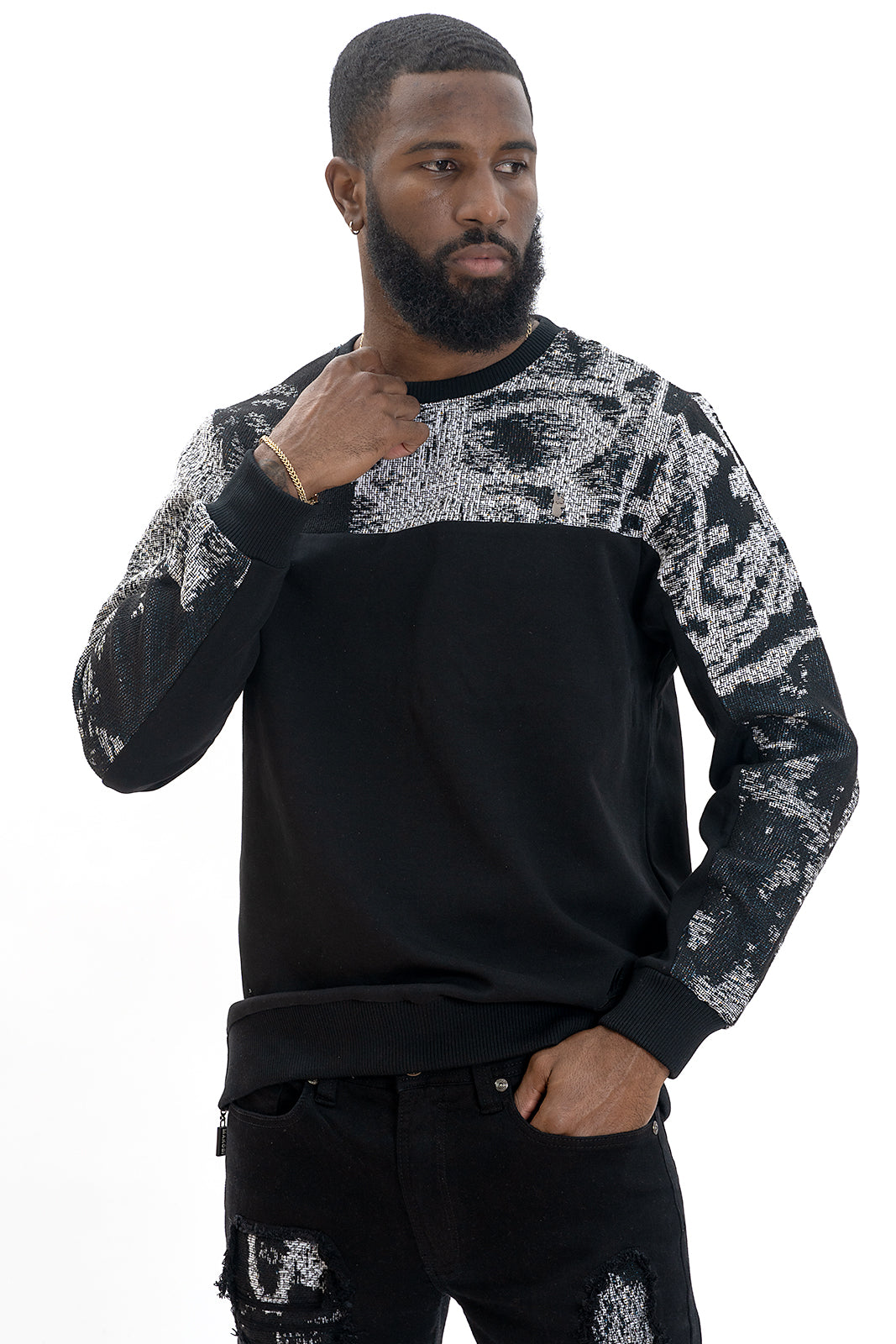 M4399 Bagnoli Tapestry Crewneck - Black