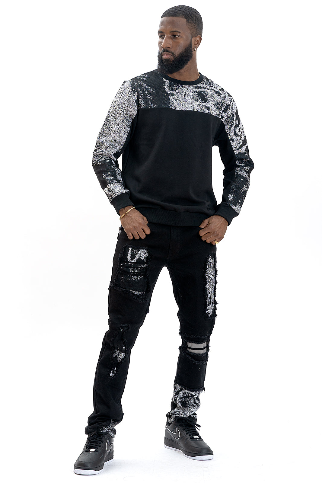 M4399 Bagnoli Tapestry Crewneck - Black