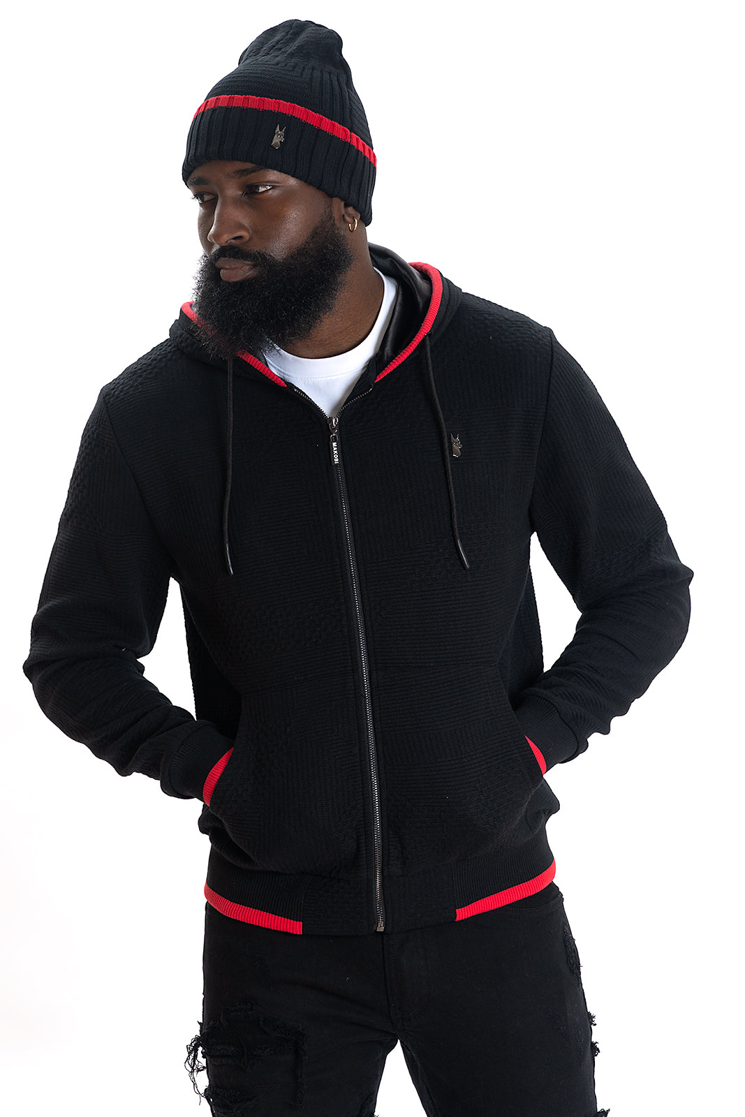 M4432 Amalfi Knit Hoodie - Black