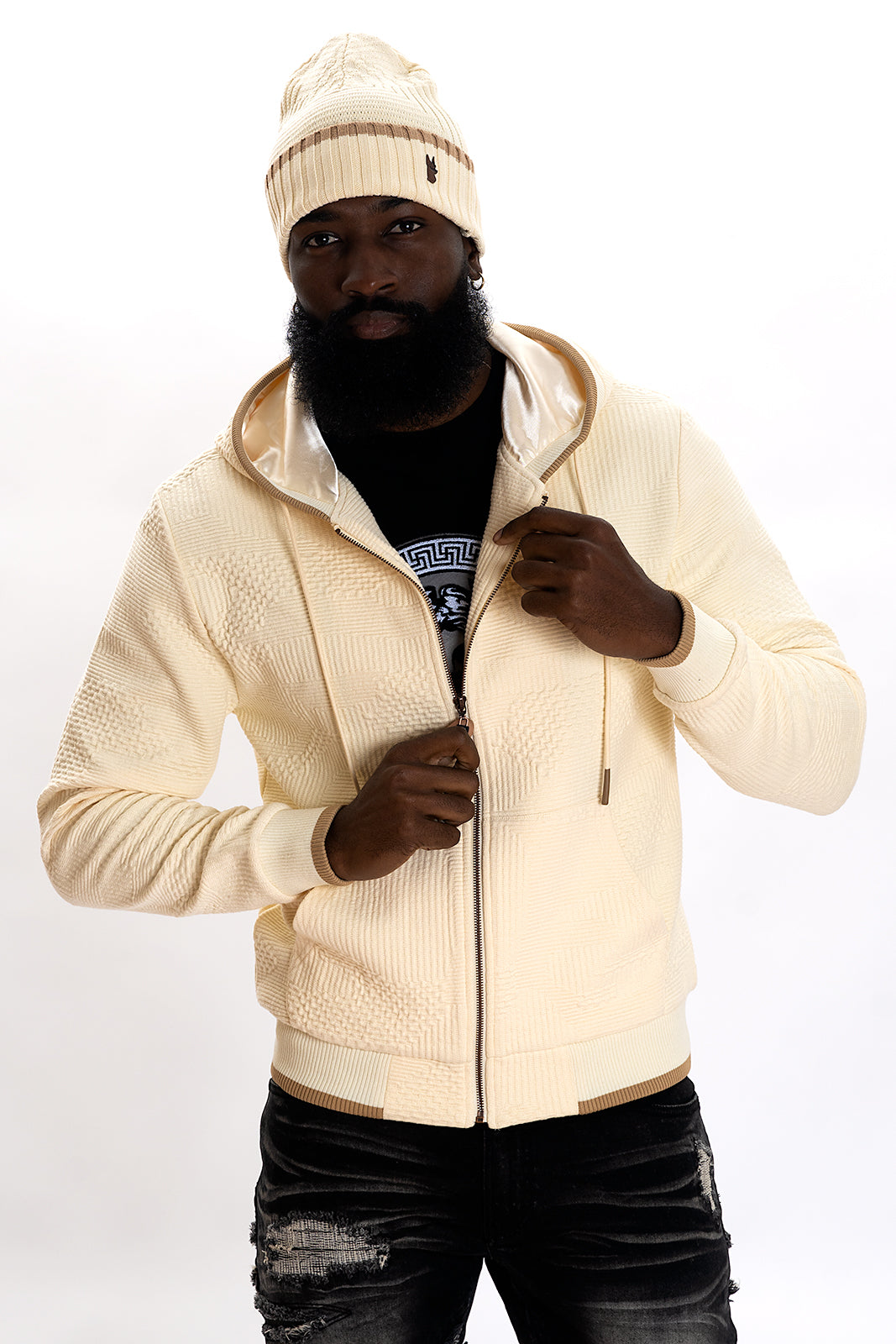 M4432 Amalfi Knit Hoodie - Natural