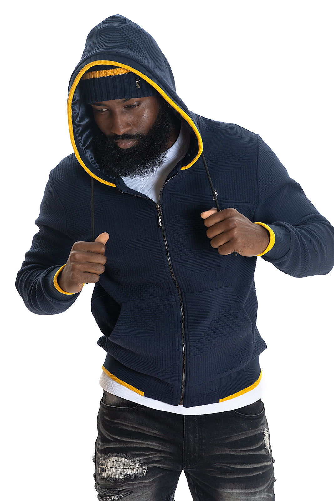 M4432 Amalfi Knit Hoodie - Navy